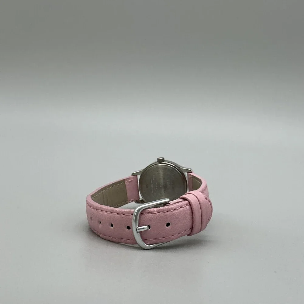 Timex Girls Watch 24mm White Dial Silver Tone Pink Band T79081 New Battery